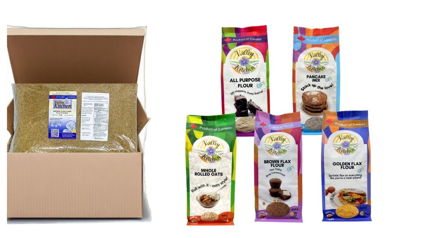 purchase 6kg of brown or golden flax flour and save $2.00 off any 600g or 700g retail product of your choice.