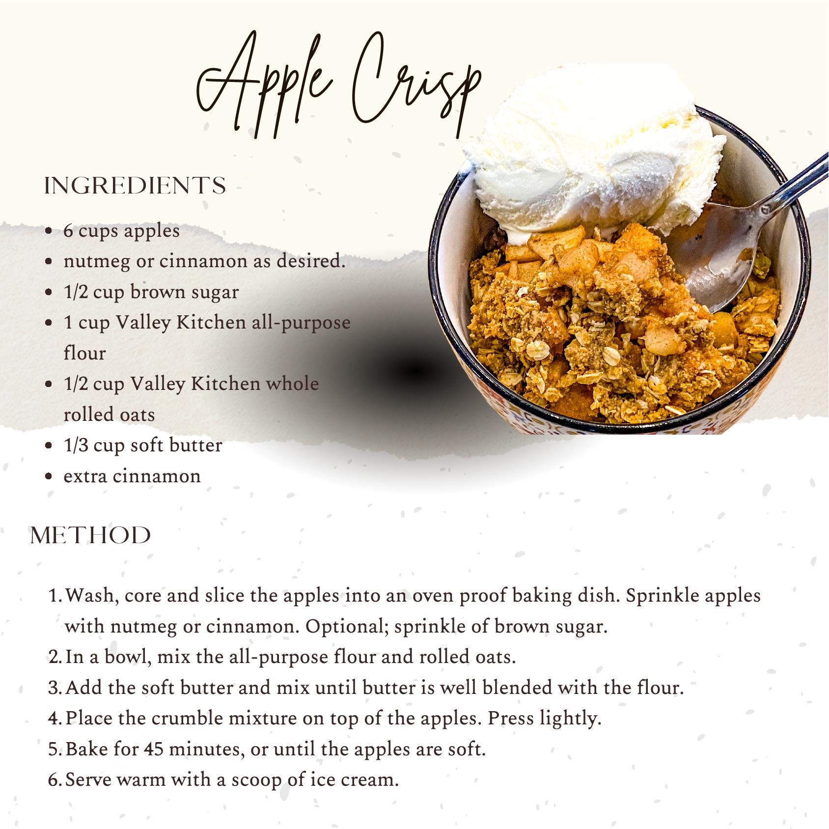 Gluten Free Apple Crisp made with our wholesome certified gluten free all purpose flour and gluten free whole oats. 