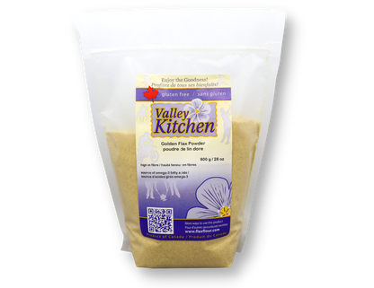Canadian Fine Milled Organic Golden Flaxseed. Flaxseed Powder. 800g. Fibre. Protein. Omega-3. non-GMO. Gluten-Free. Nova Scotia Canada.